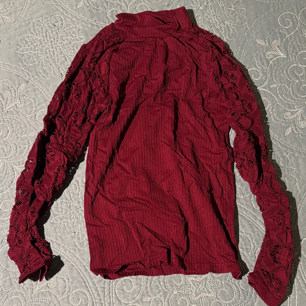 VENUS Burgundy Lace Sleeve Blouse